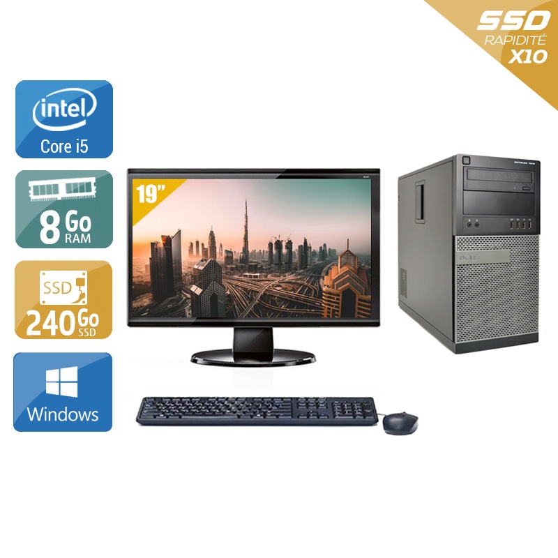 Dell Optiplex 790 Tower i5 + Écran - 19'' 8Go RAM 240Go SSD Windows 10  Très bon étatOccasion certifiée reconditionnée Bon état -  reconditionné disponible sur Kiatoo