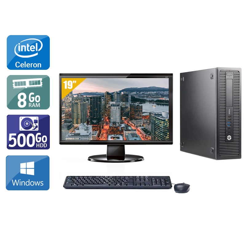 HP ProDesk 600 G1 SFF Celeron Dual Core + Écran - 19'' 8Go RAM 500Go HDD Windows 10  Bon étatOccasion certifiée reconditionnée Bon état -  reconditionné disponible sur Kiatoo