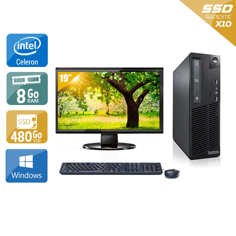 Lenovo ThinkCentre M71 SFF Celeron Dual Core + Écran - 19'' 8Go RAM 480Go SSD Windows 10  Bon étatOccasion certifiée reconditionnée Bon état -  reconditionné disponible sur Kiatoo
