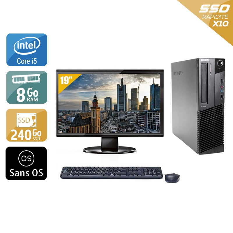 Acheter Lenovo ThinkCentre M83 SFF i5 + Écran - 19'' 8Go RAM 240Go SSD Sans OS Bon étatOccasion certifiée reconditionnée Bon état - 224,17 € Lenovo ThinkCentre M83 SFF i5 + Écran - 19'' 8Go RAM 240Go SSD Sans OS Bon étatOccasion certifiée reconditionnée Bon état - reconditionné disponible sur Kiatoo