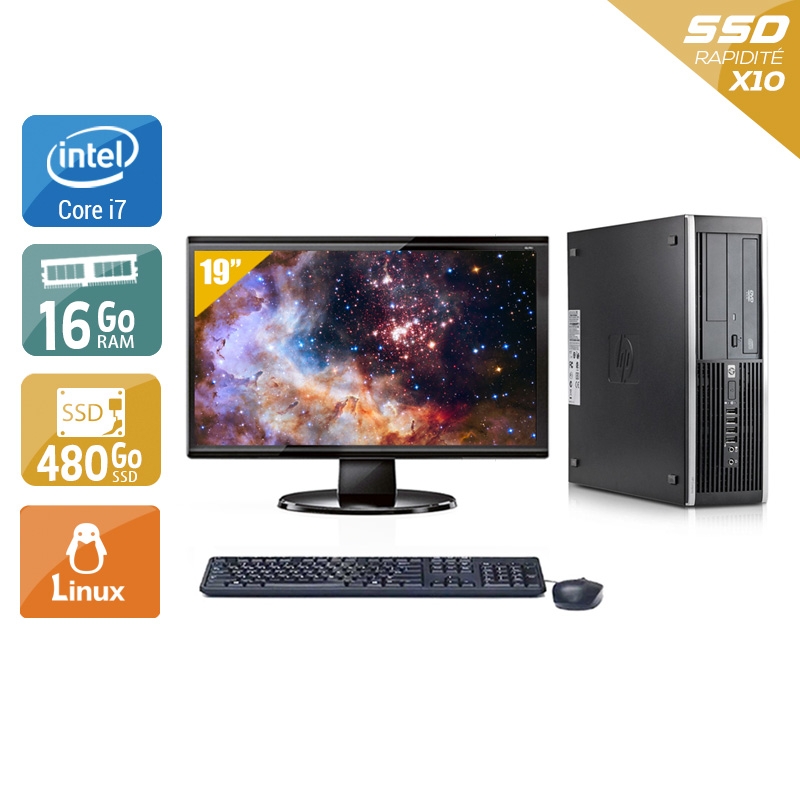HP Compaq Elite 8300 SFF i7 + Écran - 19'' 16Go RAM 480Go SSD Linux  Très bon étatOccasion certifiée reconditionnée Bon état -  reconditionné disponible sur Kiatoo