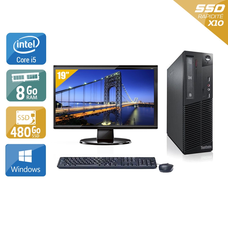 Lenovo ThinkCentre M72E SFF i5 + Écran - 19'' 8Go RAM 480Go SSD Windows 10  Bon étatOccasion certifiée reconditionnée Bon état -  reconditionné disponible sur Kiatoo