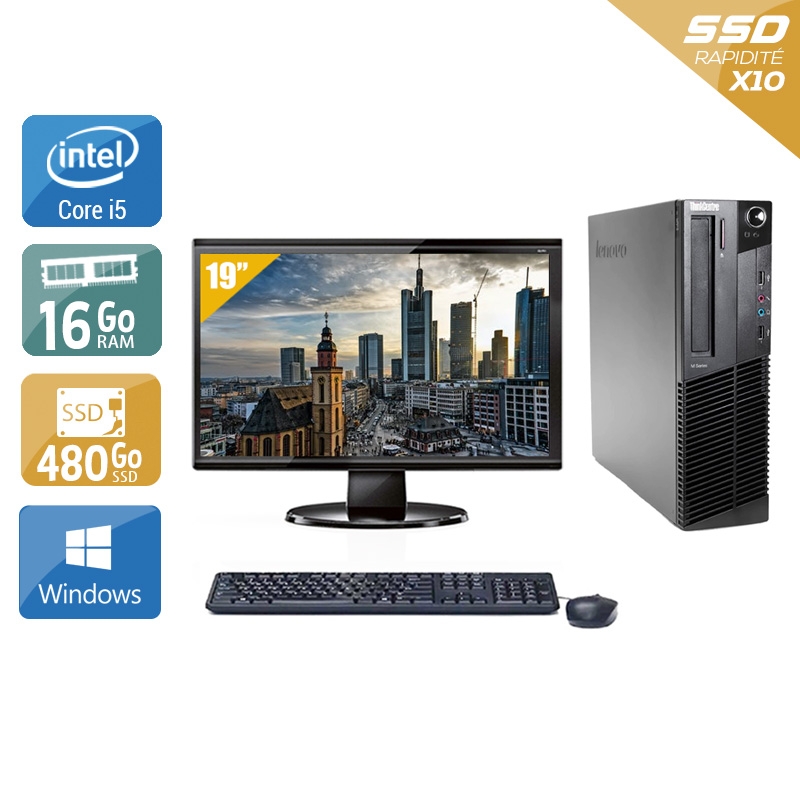 Acheter Lenovo ThinkCentre M83 SFF i5 + Écran - 19'' 16Go RAM 480Go SSD Windows 10 Bon étatOccasion certifiée reconditionnée Bon état - 299,17 € Lenovo ThinkCentre M83 SFF i5 + Écran - 19'' 16Go RAM 480Go SSD Windows 10 Bon étatOccasion certifiée reconditionnée Bon état - reconditionné disponible sur Kiatoo