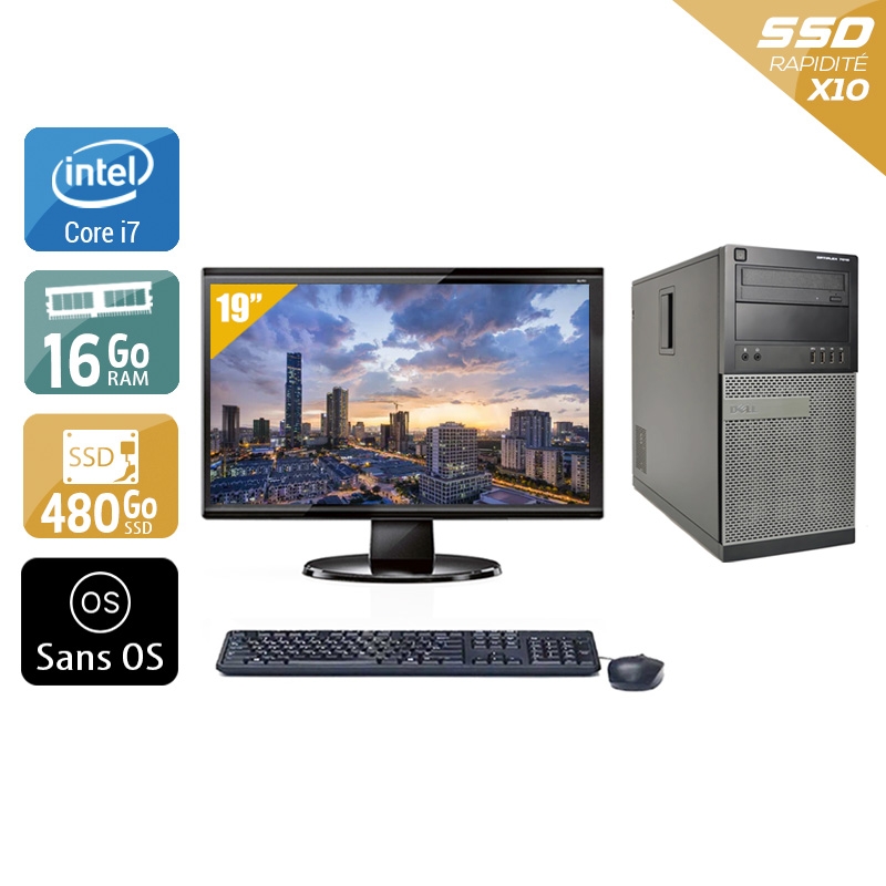 Dell Optiplex 990 Tower i7 + Écran - 19'' 16Go RAM 480Go SSD Sans OS  Bon étatOccasion certifiée reconditionnée Bon état -  reconditionné disponible sur Kiatoo