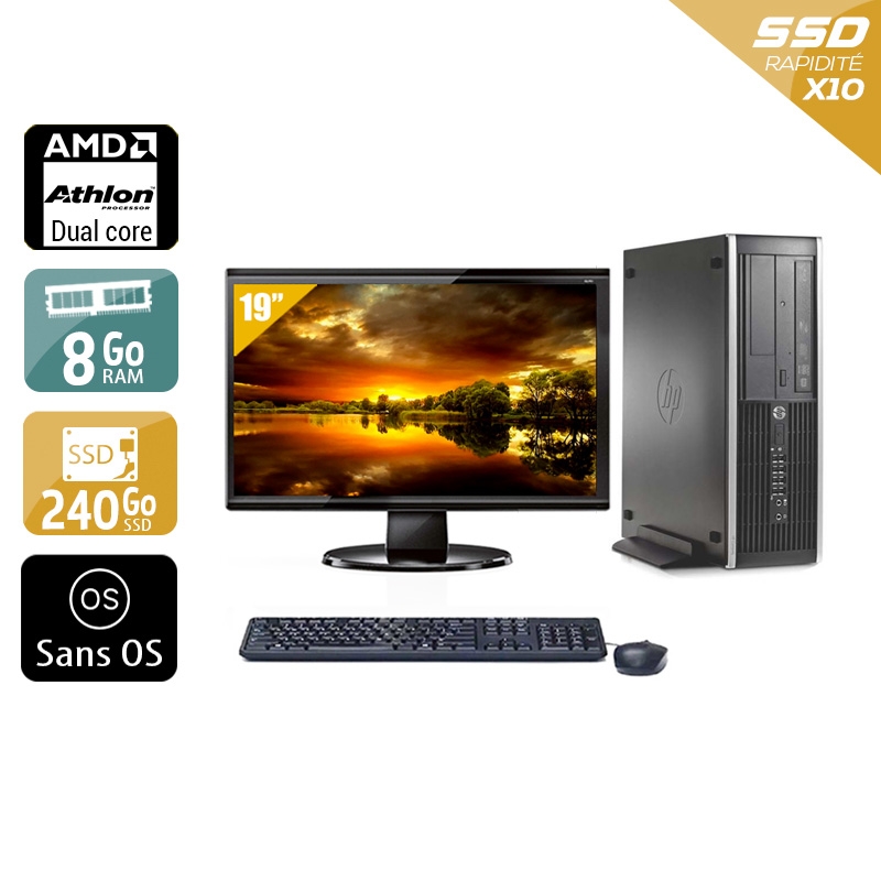 Acheter HP Compaq Pro 6005 SFF AMD Athlon Dual Core + Écran - 19'' 8Go RAM 240Go SSD Sans OS Bon étatOccasion certifiée reconditionnée Bon état - 224,17 € HP Compaq Pro 6005 SFF AMD Athlon Dual Core + Écran - 19'' 8Go RAM 240Go SSD Sans OS Bon étatOccasion certifiée reconditionnée Bon état - reconditionné disponible sur Kiatoo