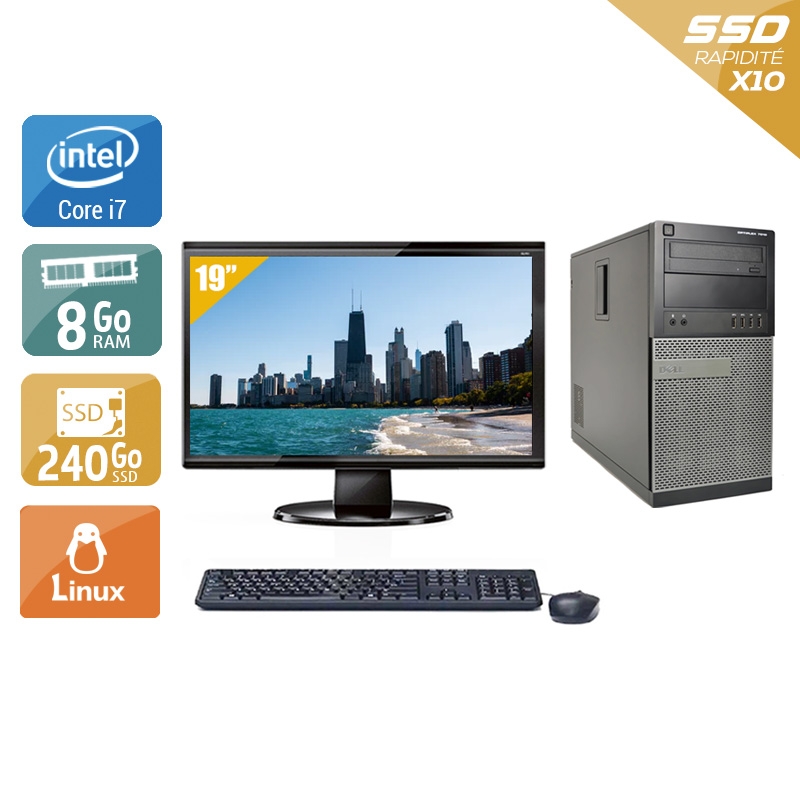 Dell Optiplex 7010 Tower i7 + Écran - 19'' 8Go RAM 240Go SSD Linux  Bon étatOccasion certifiée reconditionnée Bon état -  reconditionné disponible sur Kiatoo
