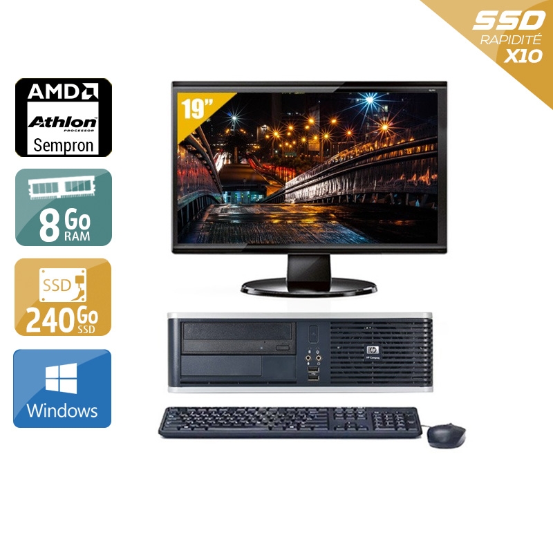 Acheter HP Compaq dc5750 SFF AMD Sempron + Écran - 19'' 8Go RAM 240Go SSD Windows 10 Très bon étatOccasion certifiée reconditionnée Bon état - 265,84 € HP Compaq dc5750 SFF AMD Sempron + Écran - 19'' 8Go RAM 240Go SSD Windows 10 Très bon étatOccasion certifiée reconditionnée Bon état - reconditionné disponible sur Kiatoo