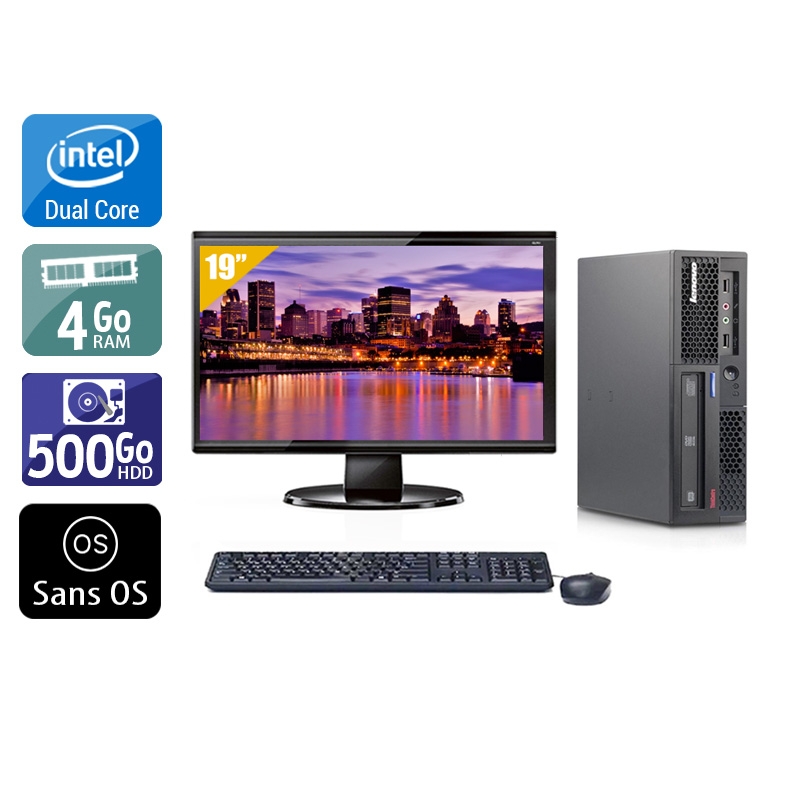 Lenovo ThinkCentre M58 USFF Dual Core + Écran - 19'' 4Go RAM 500Go HDD Sans OS  Bon étatOccasion certifiée reconditionnée Bon état -  reconditionné disponible sur Kiatoo