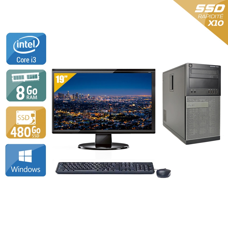 Dell Optiplex 7010 Tower i3 + Écran - 19'' 8Go RAM 480Go SSD Windows 10  Bon étatOccasion certifiée reconditionnée Bon état -  reconditionné disponible sur Kiatoo