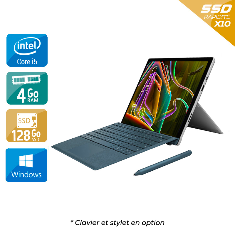 Microsoft Surface Pro 5 12,3'' (modèle 1796 _ 2017) i5 Gen 7 4Go RAM 128Go SSD Windows 10  État correctOccasion certifiée reconditionnée Bon état -  reconditionné disponible sur Kiatoo