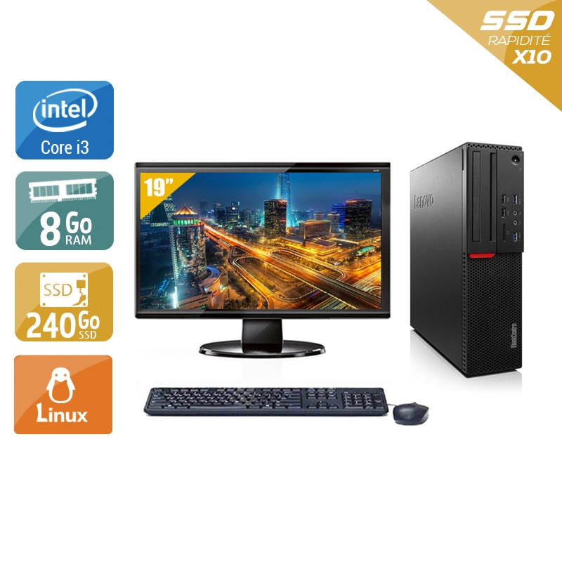 Lenovo ThinkCentre M700 SFF i3 Gen 6 + Écran - 19'' 8Go RAM 240Go SSD Linux  Bon étatOccasion certifiée reconditionnée Bon état -  reconditionné disponible sur Kiatoo