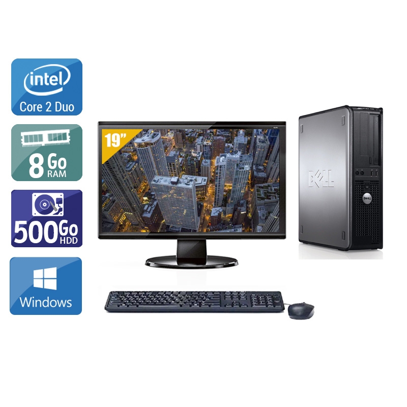 Dell Optiplex 760 Desktop Core 2 Duo + Écran - 19'' 8Go RAM 500Go HDD Windows 10  Très bon étatOccasion certifiée reconditionnée Bon état -  reconditionné disponible sur Kiatoo