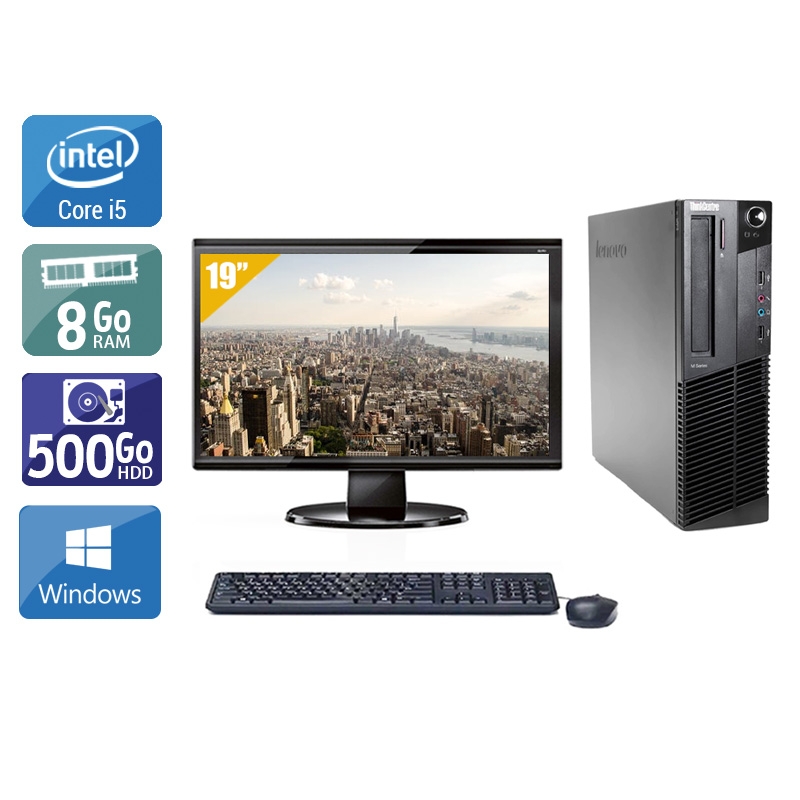 Lenovo ThinkCentre M91 SFF i5 + Écran - 19'' 8Go RAM 500Go HDD Windows 10  Bon étatOccasion certifiée reconditionnée Bon état -  reconditionné disponible sur Kiatoo
