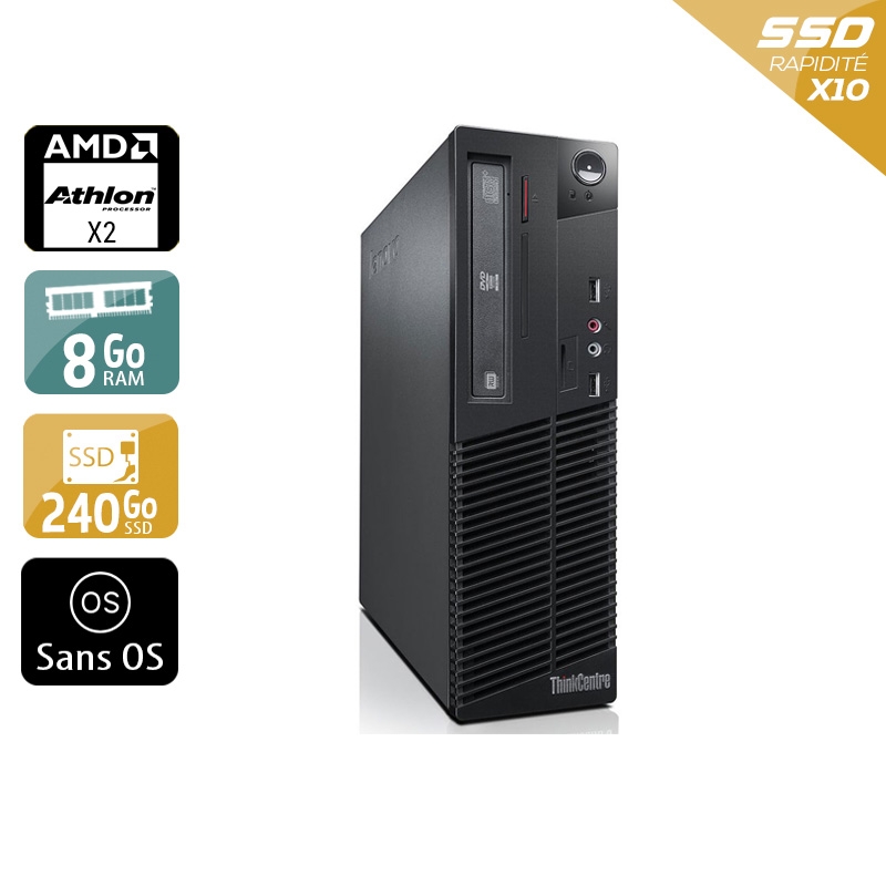Lenovo ThinkCentre M77 SFF AMD Athlon Dual Core - 8Go RAM 240Go SSD Sans OS  Très bon étatOccasion certifiée reconditionnée Bon état -  reconditionné disponible sur Kiatoo