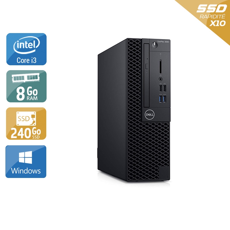 Acheter Dell Optiplex 3060 SFF i3 Gen 8 - 8Go RAM 240Go SSD Windows 10 Bon étatOccasion certifiée reconditionnée Bon état - 190,83 € Dell Optiplex 3060 SFF i3 Gen 8 - 8Go RAM 240Go SSD Windows 10 Bon étatOccasion certifiée reconditionnée Bon état - reconditionné disponible sur Kiatoo