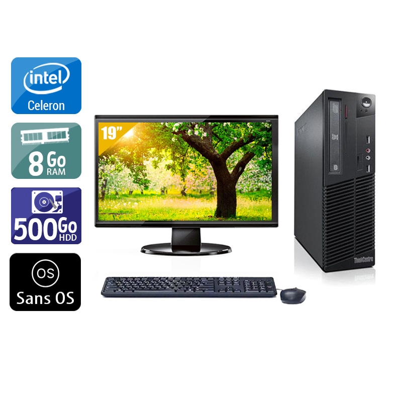 Lenovo ThinkCentre M71 SFF Celeron Dual Core + Écran - 19'' 8Go RAM 500Go HDD Sans OS  Bon étatOccasion certifiée reconditionnée Bon état -  reconditionné disponible sur Kiatoo