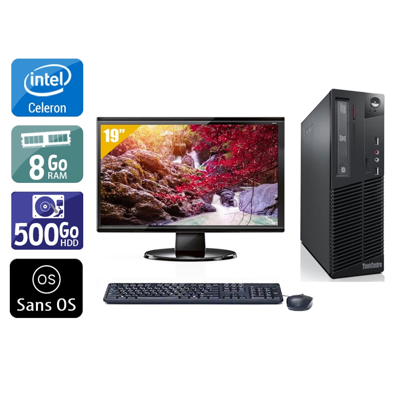 Lenovo ThinkCentre M73 SFF Celeron Dual Core + Écran - 19'' 8Go RAM 500Go HDD Sans OS  Bon étatOccasion certifiée reconditionnée Bon état -  reconditionné disponible sur Kiatoo