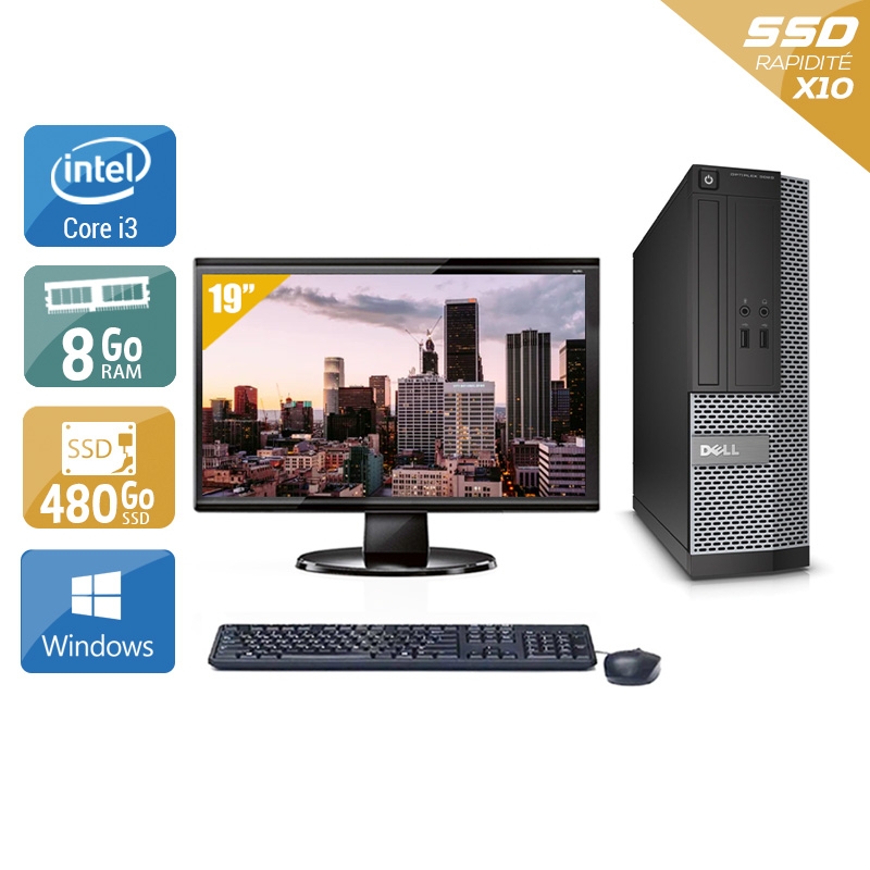 Dell Optiplex 390 SFF i3 + Écran - 19'' 8Go RAM 480Go SSD Windows 10  Très bon étatOccasion certifiée reconditionnée Bon état -  reconditionné disponible sur Kiatoo