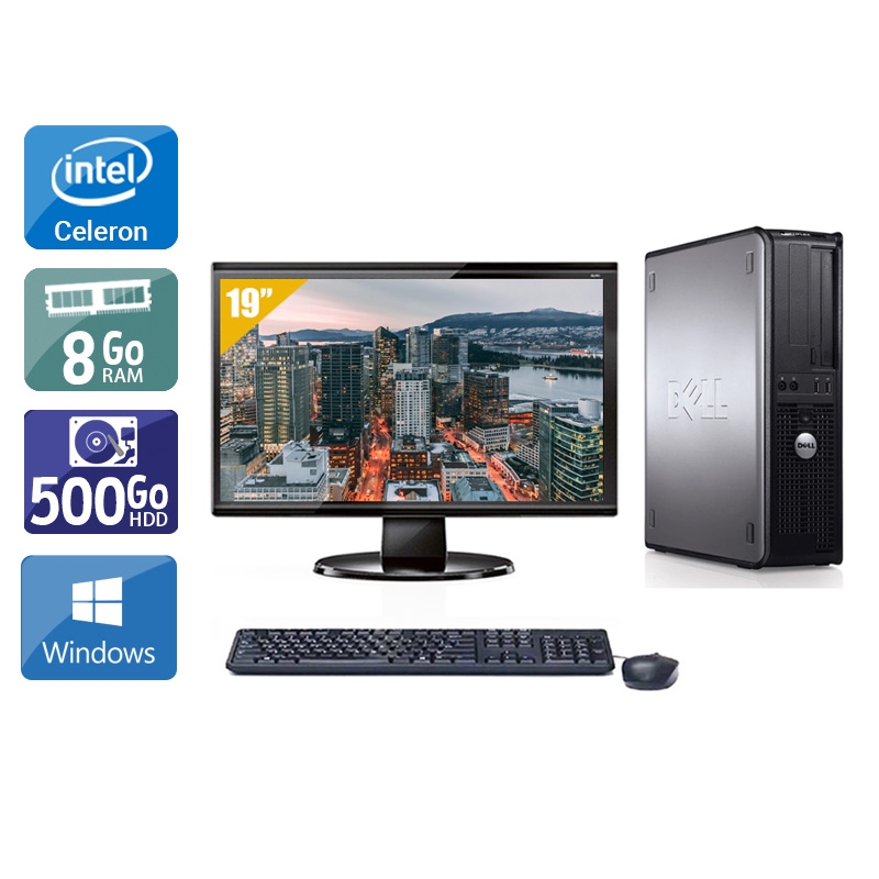 Dell Optiplex 780 Desktop Celeron Dual Core + Écran - 19'' 8Go RAM 500Go HDD Windows 10  Très bon étatOccasion certifiée reconditionnée Bon état -  reconditionné disponible sur Kiatoo
