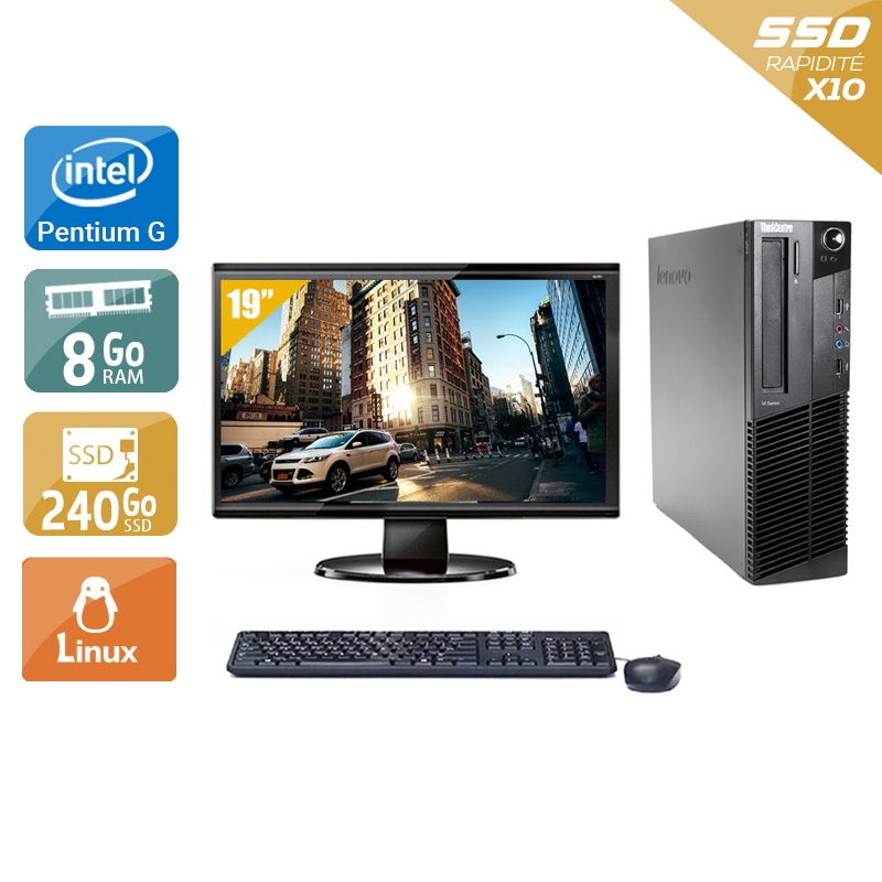 Lenovo ThinkCentre M91 SFF Pentium G Dual Core + Écran - 19'' 8Go RAM 240Go SSD Linux  Bon étatOccasion certifiée reconditionnée Bon état -  reconditionné disponible sur Kiatoo