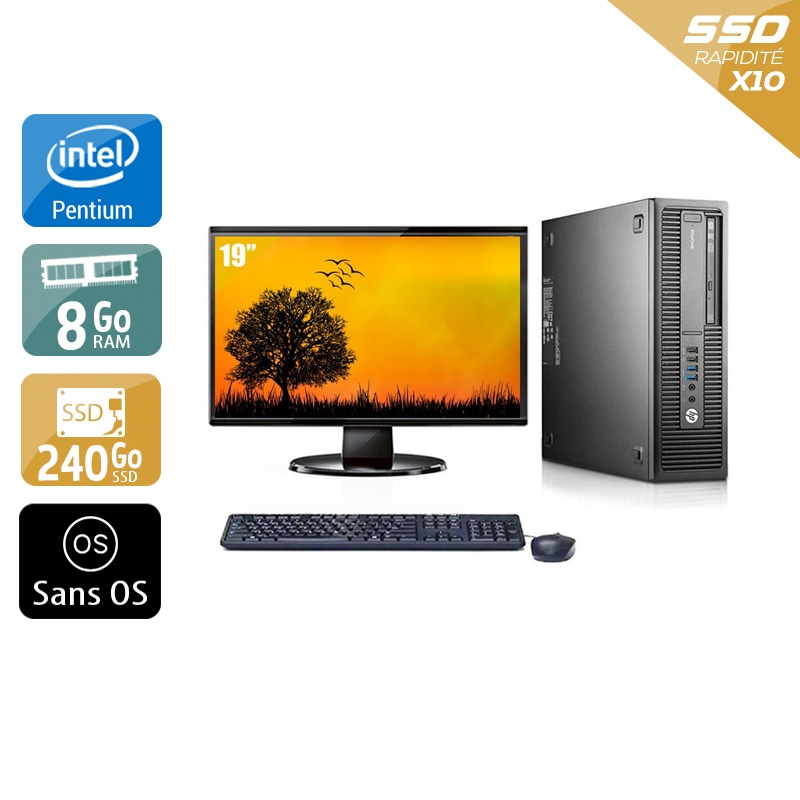 HP EliteDesk 800 G1 SFF Pentium G Dual Core + Écran - 19'' 8Go RAM 240Go SSD Sans OS  Bon étatOccasion certifiée reconditionnée Bon état -  reconditionné disponible sur Kiatoo
