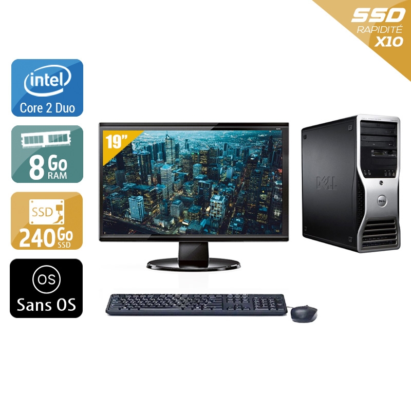 Dell Precision T3400 Tower Core 2 Duo + Écran - 19'' 8Go RAM 240Go SSD Sans OS  Bon étatOccasion certifiée reconditionnée Bon état -  reconditionné disponible sur Kiatoo
