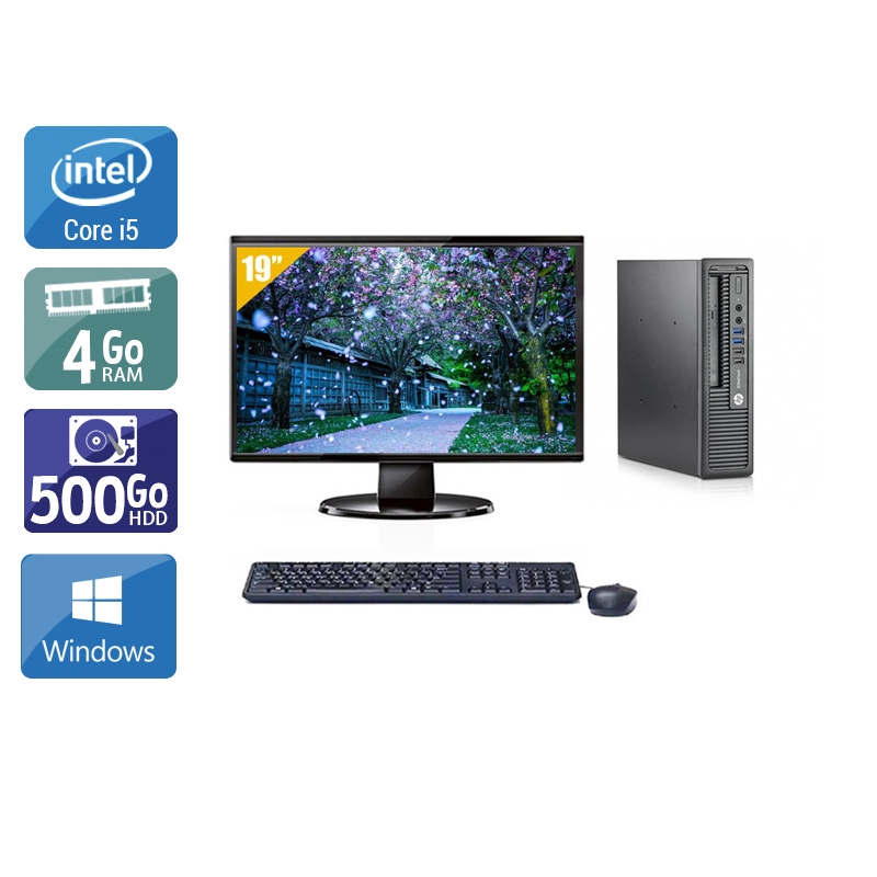 HP EliteDesk 800 G1 USDT i5 + Écran - 19'' 4Go RAM 500Go HDD Windows 10  Bon étatOccasion certifiée reconditionnée Bon état -  reconditionné disponible sur Kiatoo