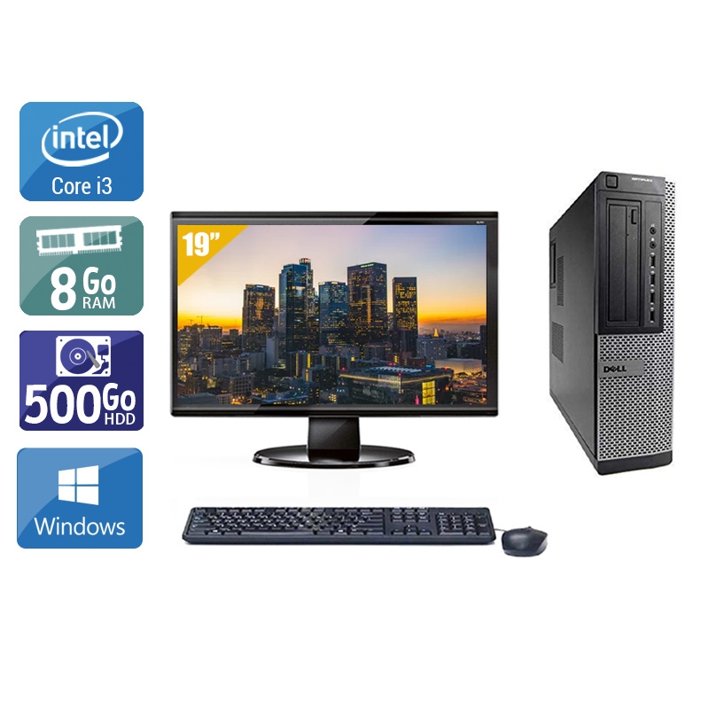 Dell Optiplex 390 Desktop i3 + Écran - 19'' 8Go RAM 500Go HDD Windows 10  Très bon étatOccasion certifiée reconditionnée Bon état -  reconditionné disponible sur Kiatoo