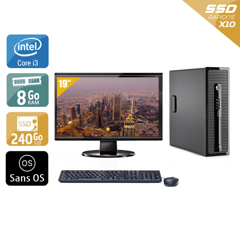 HP ProDesk 400 G2 SFF i3 + Écran - 19'' 8Go RAM 240Go SSD Sans OS  Bon étatOccasion certifiée reconditionnée Bon état -  reconditionné disponible sur Kiatoo