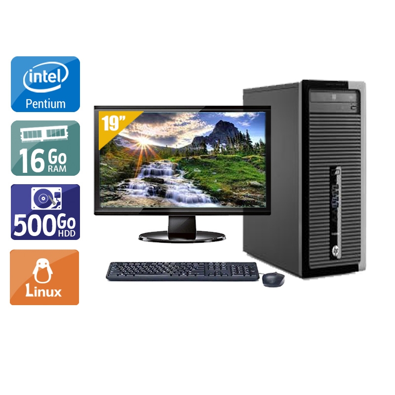 HP ProDesk 400 G1 Tower Pentium G Dual Core + Écran - 19'' 8Go RAM 500Go HDD Linux  Bon étatOccasion certifiée reconditionnée Bon état -  reconditionné disponible sur Kiatoo