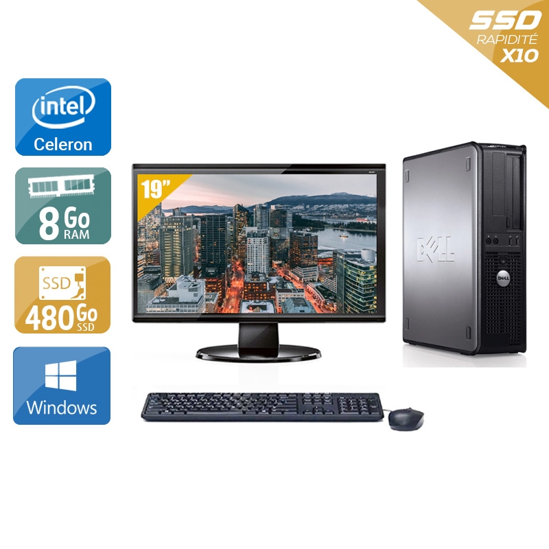 Dell Optiplex 780 Desktop Celeron Dual Core + Écran - 19'' 8Go RAM 480Go SSD Windows 10  Bon étatOccasion certifiée reconditionnée Bon état -  reconditionné disponible sur Kiatoo