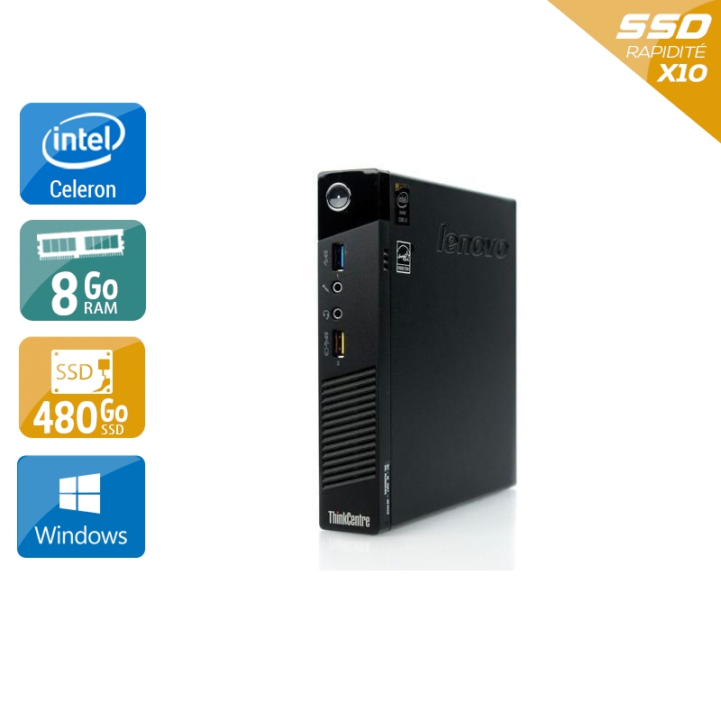 Lenovo ThinkCentre M73 Tiny Celeron Dual Core - 8Go RAM 480Go SSD Windows 10  Bon étatOccasion certifiée reconditionnée Bon état -  reconditionné disponible sur Kiatoo
