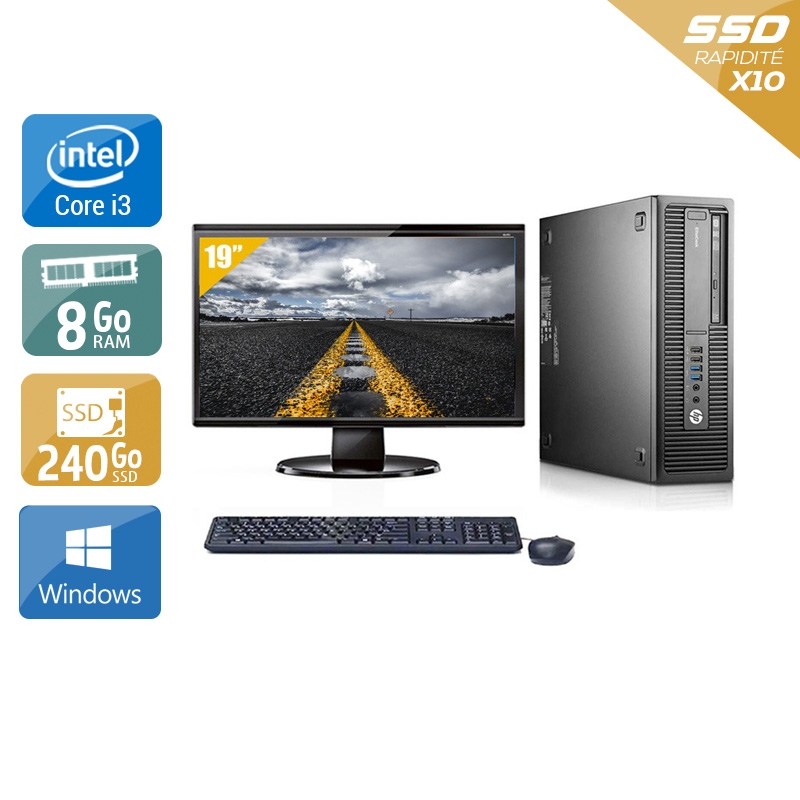 HP EliteDesk 800 G1 SFF i3 + Écran - 19'' 8Go RAM 240Go SSD Windows 10  Bon étatOccasion certifiée reconditionnée Bon état -  reconditionné disponible sur Kiatoo