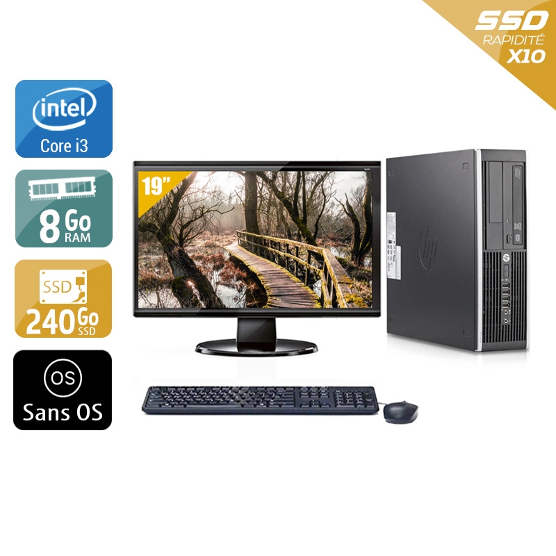 HP Compaq Elite 8200 SFF i3 + Écran - 19'' 8Go RAM 240Go SSD Sans OS  Bon étatOccasion certifiée reconditionnée Bon état -  reconditionné disponible sur Kiatoo