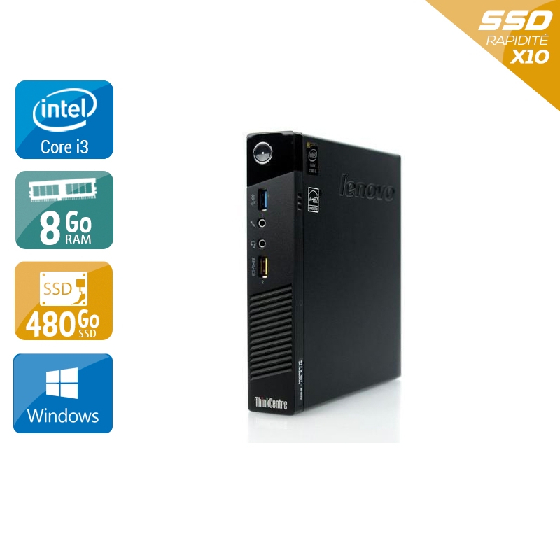 Lenovo ThinkCentre M73 Tiny i3 - 8Go RAM 480Go SSD Windows 10  Très bon étatOccasion certifiée reconditionnée Bon état -  reconditionné disponible sur Kiatoo