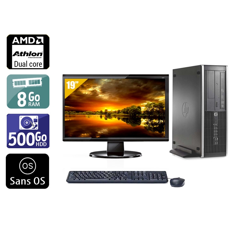 HP Compaq Pro 6005 SFF AMD Athlon Dual Core + Écran - 19'' 8Go RAM 500Go HDD Sans OS  Bon étatOccasion certifiée reconditionnée Bon état -  reconditionné disponible sur Kiatoo