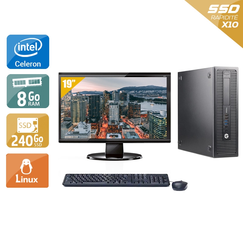 HP ProDesk 600 G1 SFF Celeron Dual Core + Écran - 19'' 8Go RAM 240Go SSD Linux  Bon étatOccasion certifiée reconditionnée Bon état -  reconditionné disponible sur Kiatoo