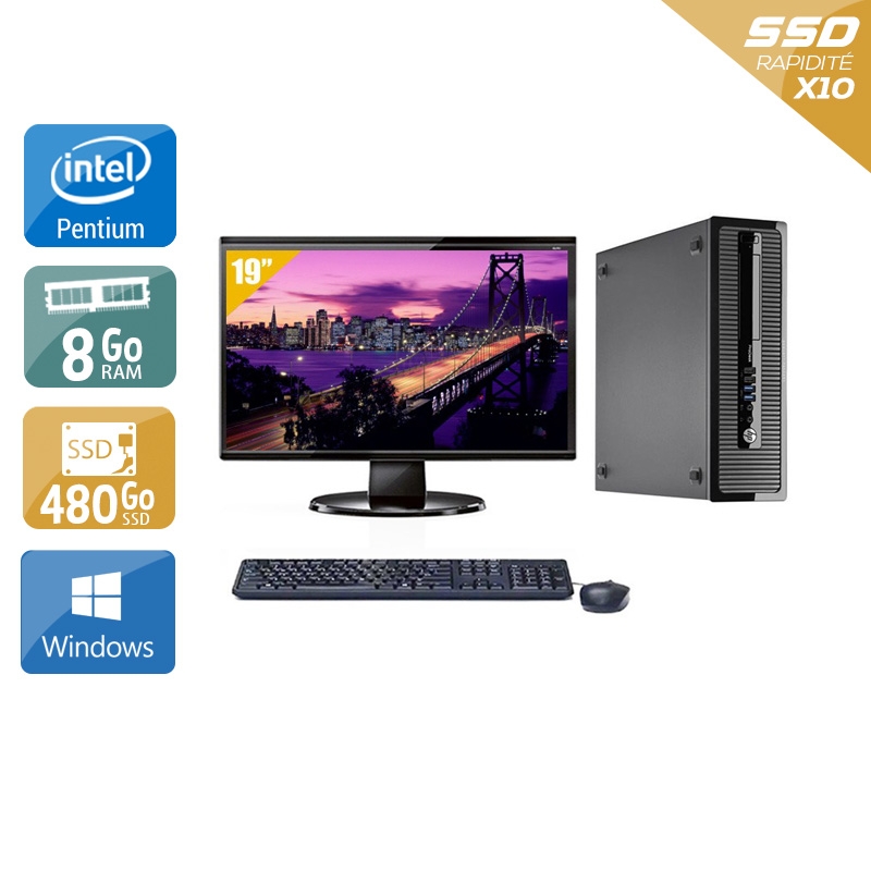 HP ProDesk 400 G1 SFF Pentium G Dual Core + Écran - 19'' 8Go RAM 480Go SSD Windows 10  Bon étatOccasion certifiée reconditionnée Bon état -  reconditionné disponible sur Kiatoo