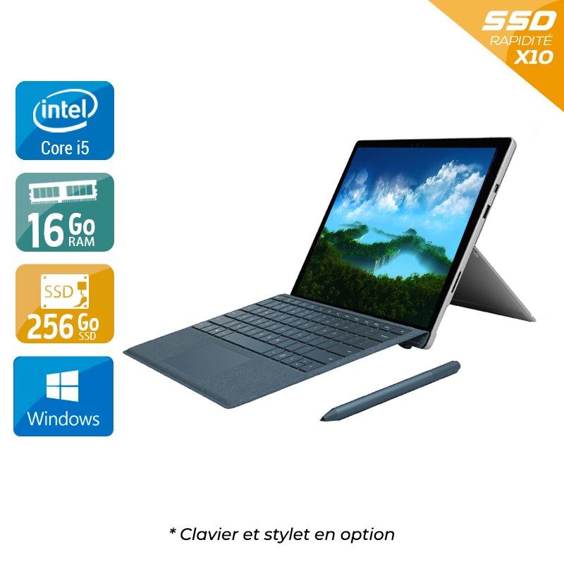 Microsoft Surface Pro 5 12,3'' (modèle 1796 _ 2017) i5 Gen 7 16Go RAM 256Go SSD Windows 10  Bon étatOccasion certifiée reconditionnée Bon état -  reconditionné disponible sur Kiatoo