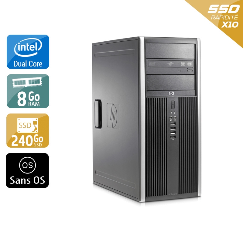 HP Compaq Elite 8000 Tower Dual Core - 8Go RAM 240Go SSD Sans OS  Très bon étatOccasion certifiée reconditionnée Bon état -  reconditionné disponible sur Kiatoo