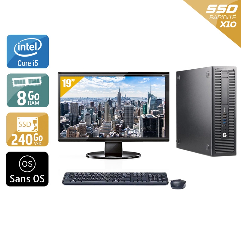 HP ProDesk 600 G2 SFF i5 Gen 6 + Écran - 19'' 8Go RAM 240Go SSD Sans OS  Bon étatOccasion certifiée reconditionnée Bon état -  reconditionné disponible sur Kiatoo