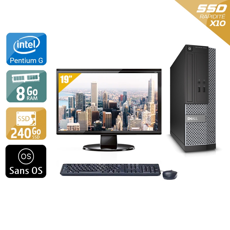 Dell Optiplex 390 Desktop Pentium G Dual Core + Écran - 19'' 8Go RAM 240Go SSD Sans OS  Bon étatOccasion certifiée reconditionnée Bon état -  reconditionné disponible sur Kiatoo