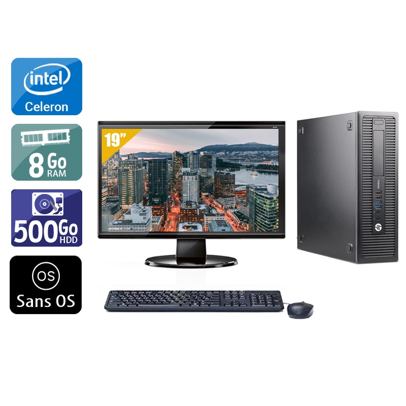HP ProDesk 600 G1 SFF Celeron Dual Core + Écran - 19'' 8Go RAM 500Go HDD Sans OS  Bon étatOccasion certifiée reconditionnée Bon état -  reconditionné disponible sur Kiatoo