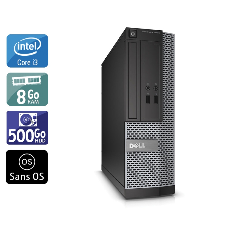 Dell Optiplex 3020 SFF i3 - 8Go RAM 500Go HDD Sans OS  Bon étatOccasion certifiée reconditionnée Bon état -  reconditionné disponible sur Kiatoo
