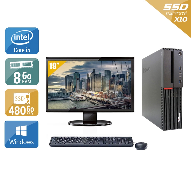 Lenovo ThinkCentre M900 SFF i5 Gen 6 + Écran - 19'' 8Go RAM 480Go SSD Windows 10  Bon étatOccasion certifiée reconditionnée Bon état -  reconditionné disponible sur Kiatoo