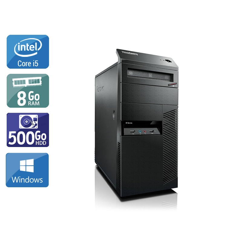 Lenovo ThinkCentre M90 Tower i5 - 8Go RAM 500Go HDD Windows 10  Très bon étatOccasion certifiée reconditionnée Bon état -  reconditionné disponible sur Kiatoo
