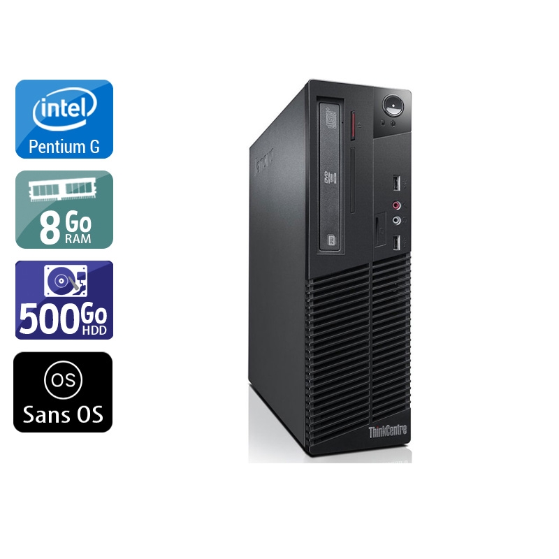 Lenovo ThinkCentre M81 SFF Pentium G Dual Core - 8Go RAM 500Go HDD Sans OS  Très bon étatOccasion certifiée reconditionnée Bon état -  reconditionné disponible sur Kiatoo