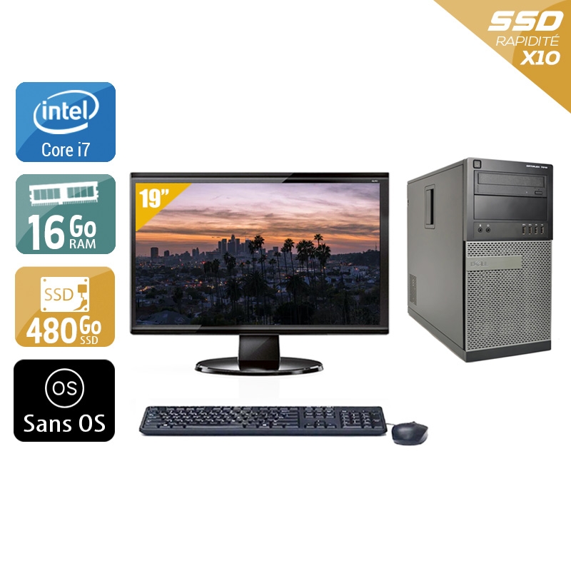 Dell Optiplex 9020 Tower i7 + Écran - 19'' 16Go RAM 480Go SSD Sans OS  Très bon étatOccasion certifiée reconditionnée Bon état -  reconditionné disponible sur Kiatoo