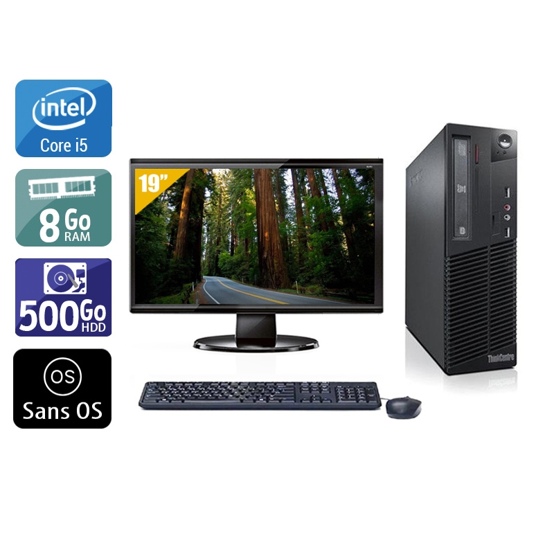 Lenovo ThinkCentre M71 SFF i5 + Écran - 19'' 8Go RAM 500Go HDD Sans OS  Bon étatOccasion certifiée reconditionnée Bon état -  reconditionné disponible sur Kiatoo