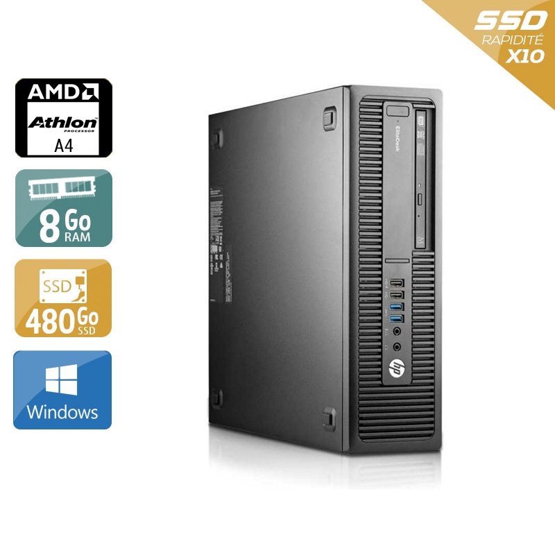 HP EliteDesk 705 G1 SFF AMD A4 - 8Go RAM 480Go SSD Windows 10  État correctOccasion certifiée reconditionnée Bon état -  reconditionné disponible sur Kiatoo